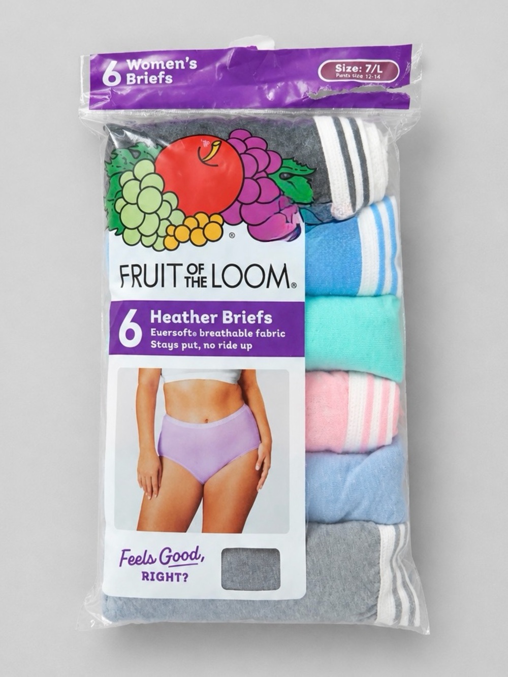 Cotton Heather Brief Underwear, 6 Pack